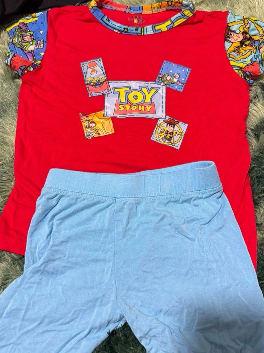 Bamboo Kids Matching Toy Story Set - Red Top & Light Blue Pants